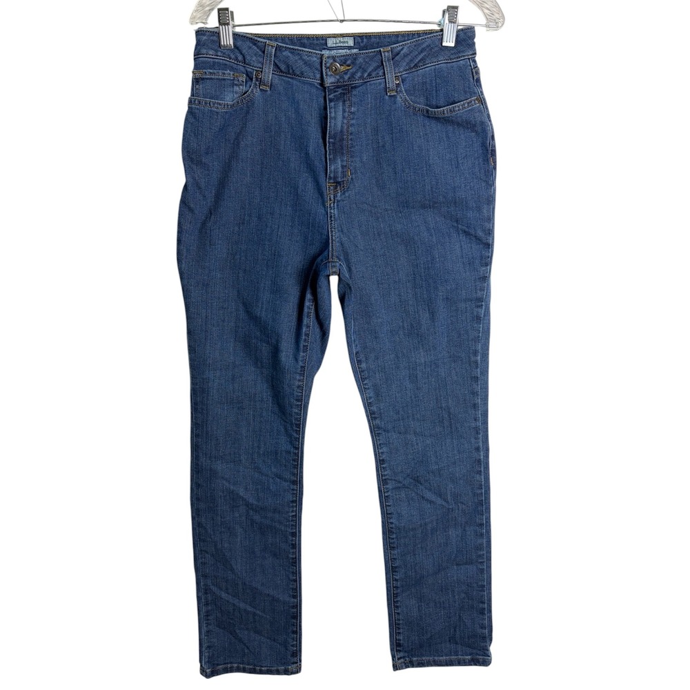 LL Bean Classic Fit Straight Leg Jeans Medium Wash Stretch Denim Size 10